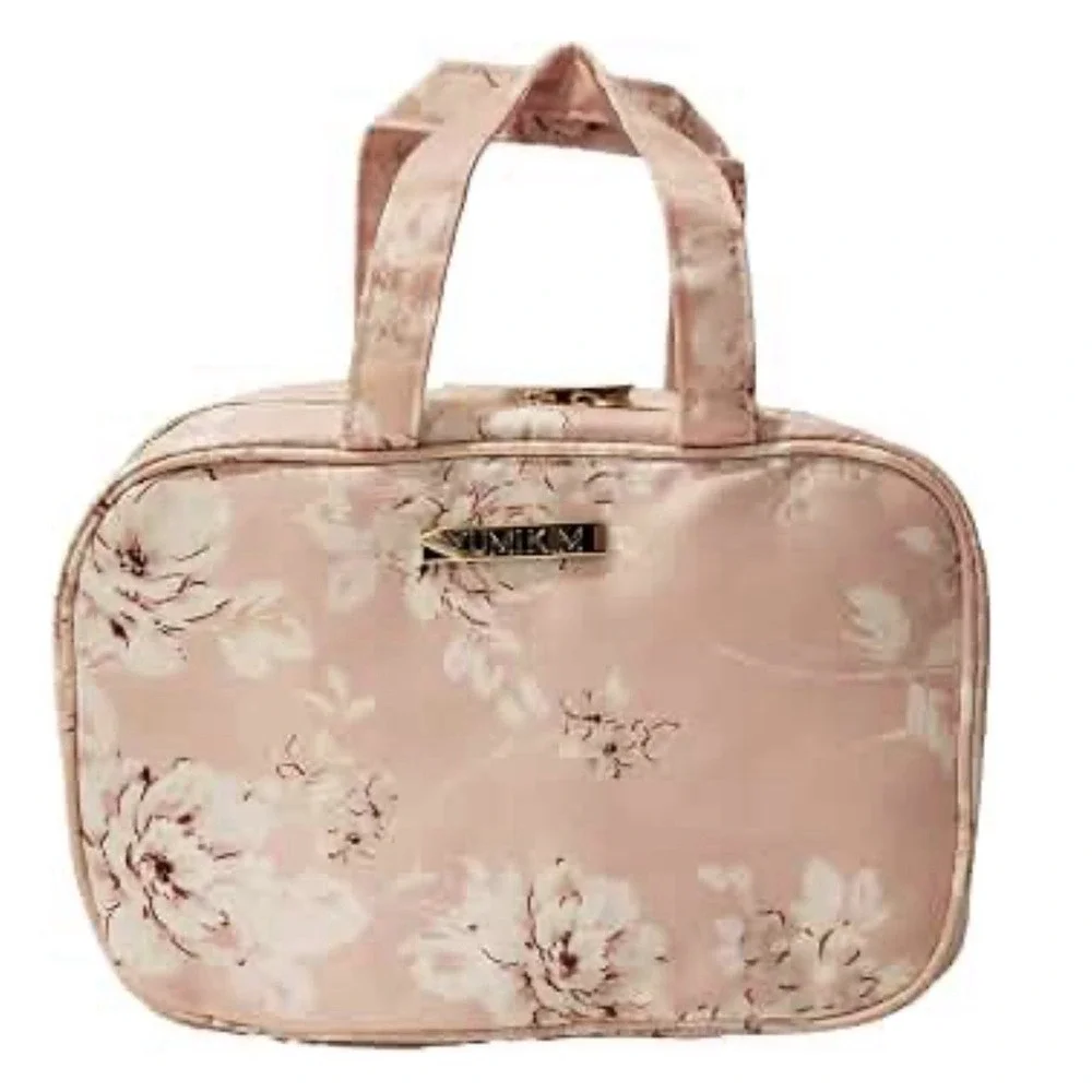 YUMIKIM BRAND HANDLE SMALL COSMETIC BAG HANGING PINK FLORAL